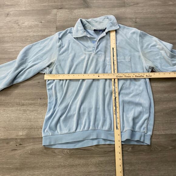 VINTAGE BLUE VELOUR LONGSLEEVE SWEATSHIRT LARGE - Picture 5 of 6